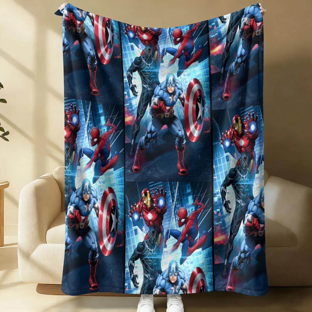 Iron Man Superhero Print Flannel Blanket Office Soft Thick Fluffy Lightweight Warm Throw Sofa Bed Cover Home Decor Kids Gift