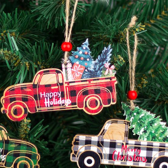 Christmas Party Pendant Practical Color Drawing Fine Workmanship Christmas Party Pendant Xmas Party Santa Gnome Tree Plaid Pickup Truck Pendant