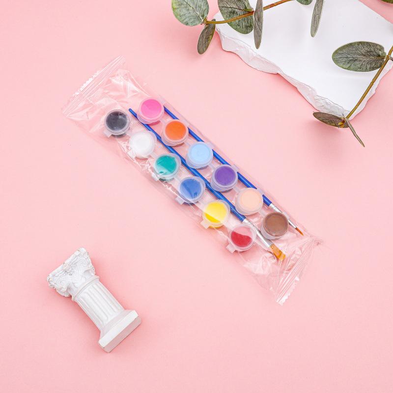 12-Color Acrylic Paint Strips with Plaster Doll for Kids DIY Graffiti, 3ml Each