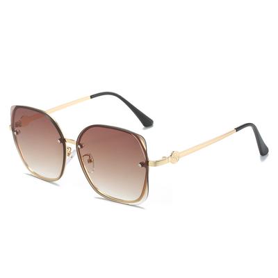 Metal Copy Square Large Frame Sunglasses Women'S Sunglasses Quality Glasses