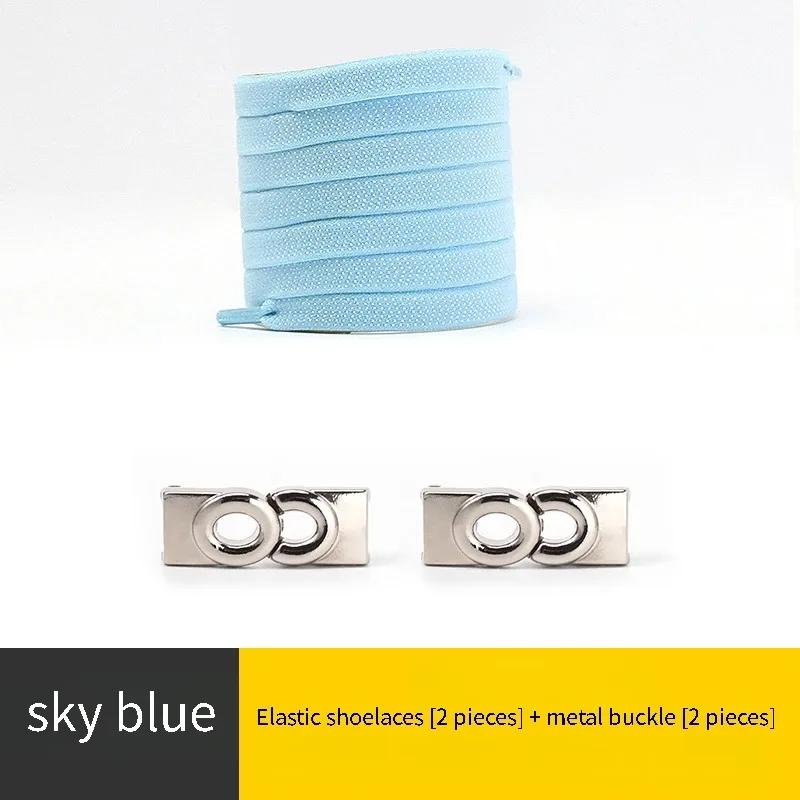 New Lock Shoelaces Without Ties Elastic Laces Sneakers Kids Adult No Tie Shoe laces 8MM Wide Flat Shoelace for Rubber Bands