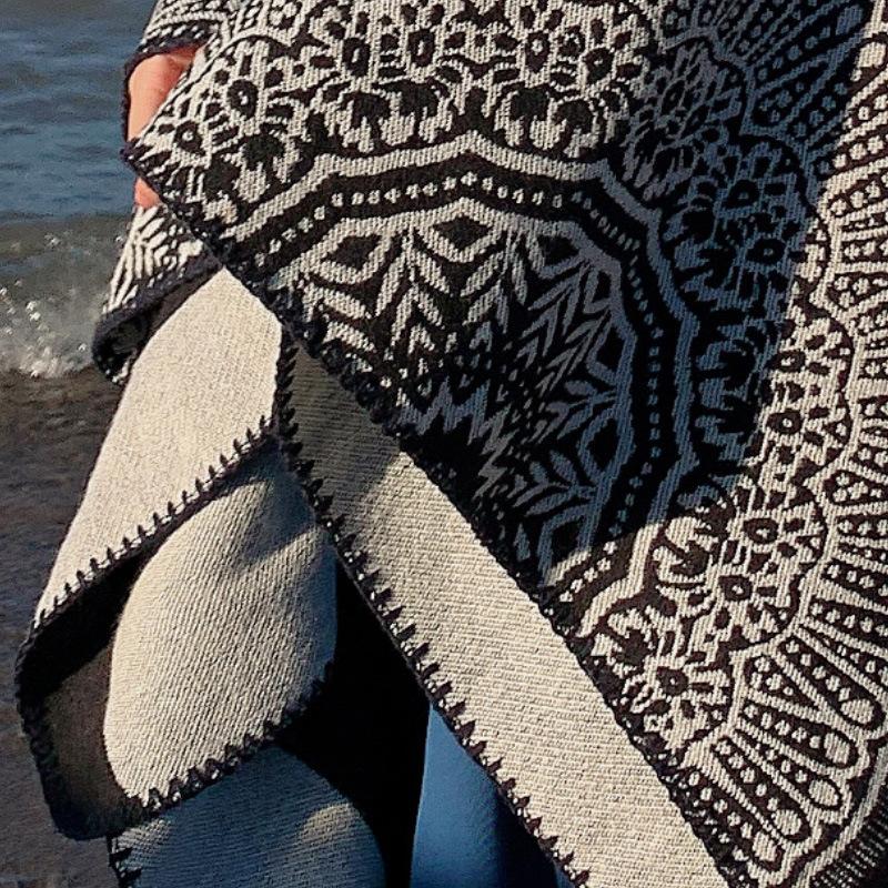 Hat Knitted Cape Women'S Woven Warm Double Sided Shawl Air Conditioning Shawl