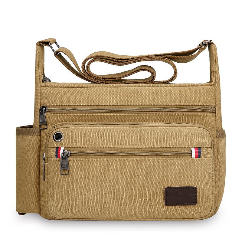 Nieuwe Multi Laags Canvas Tas Grote Capaciteit Vrijetijdsreizen Schoudertas Multi Functioneel Uitgaan Opbergen Herentassen.
