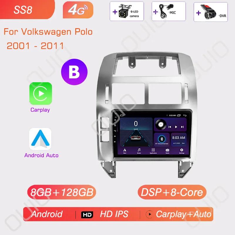 Android 13 Carplay Radio For Volkswagen Polo Mk4 IV 2001-2009 Car Stereo Multimedia Player Android Auto GPS Navigation 2DIN DSP