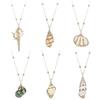 Gold-Edged Seashell Conch Pendant Necklace - Natural Beach Vintage Women's Jewelry