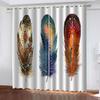 Curtain For Kids Room 3D Feather Print Bedroom Curtains Set, Curtains For Living Room Window Treatment Drapes 2 Pieces