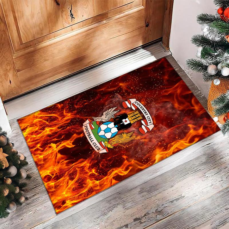 Tappeto in Velluto di Cristallo con Stampa del Coventry City Football, Comodo Assorbente d'Acqua Antiscivolo Tappeto per Pavimenti Interni