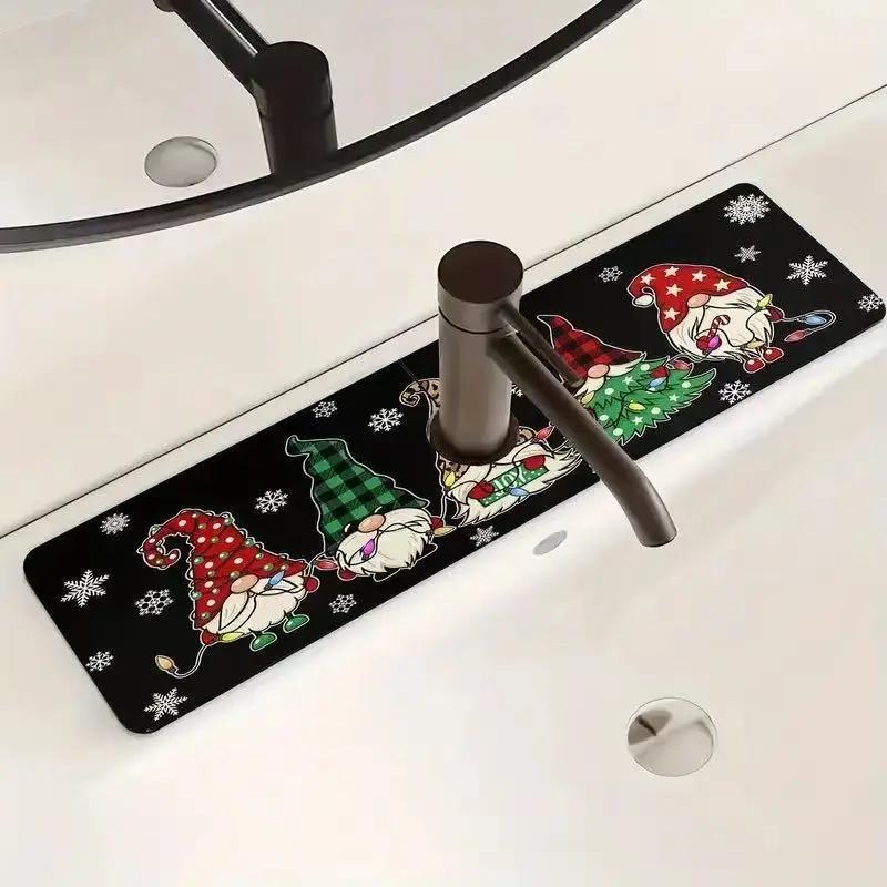 

Рождественский кухонный впитывающий коврик, коврики под смеситель, рождественское украшение для дома 2025, подвеска, рождественские украшения, Навидад 10x38CM