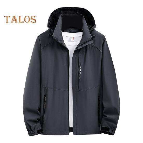 Pánská outdoorová trenčkotová bunda Stojáček s kapucí, dlouhý rukáv, zip, zapínání, bunda proti poškrábání, větruvzdorná