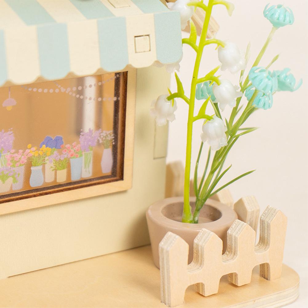 Kids Miniature Dollhouse Kit With Night Light Wooden Sunshine Flower House Craft Decoration Gifts For Boys Girls