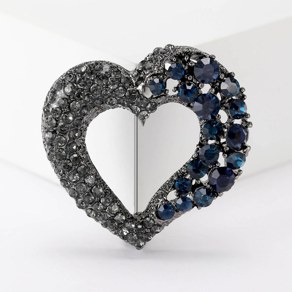 Broșă elegantă cu diamant gol pentru femei, cu pietre decorative în formă de inimă, la modă