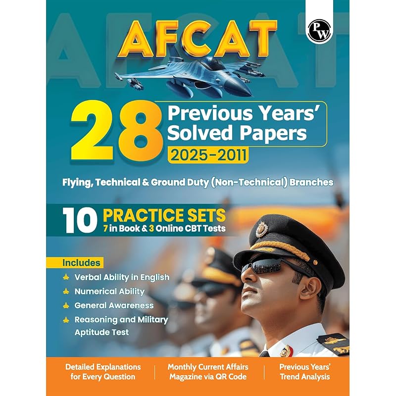 PW 28 AFCAT Previous Years Solved Papers (2025  2011) For Flying, Technical & Ground Duty (NonTechnical) Branches For 202526 Exam | Previous Year Q