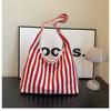 Small fresh striped handbag shoulder large capacity casual bag new women's bag messenger bag bucket bag