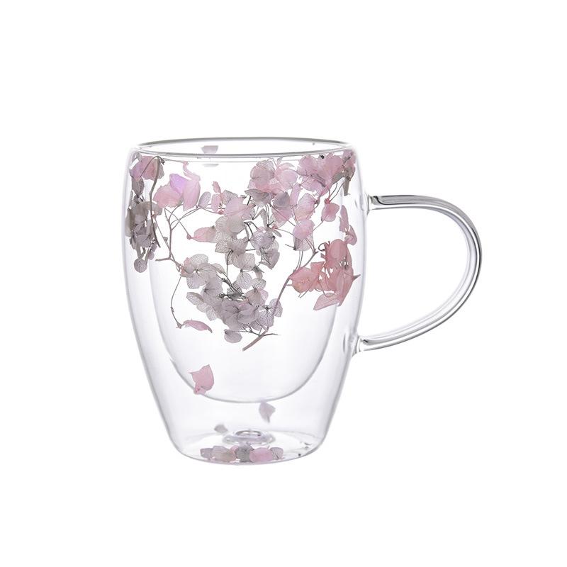 Cană de cafea din sticlă cu două straturi, rezistentă la temperaturi ridicate, cu mâner