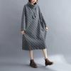 Women Oversized Dress Turtleneck Long Sleeve Polka Dot Dress Casual Solid Color Pocket Maxi Dress