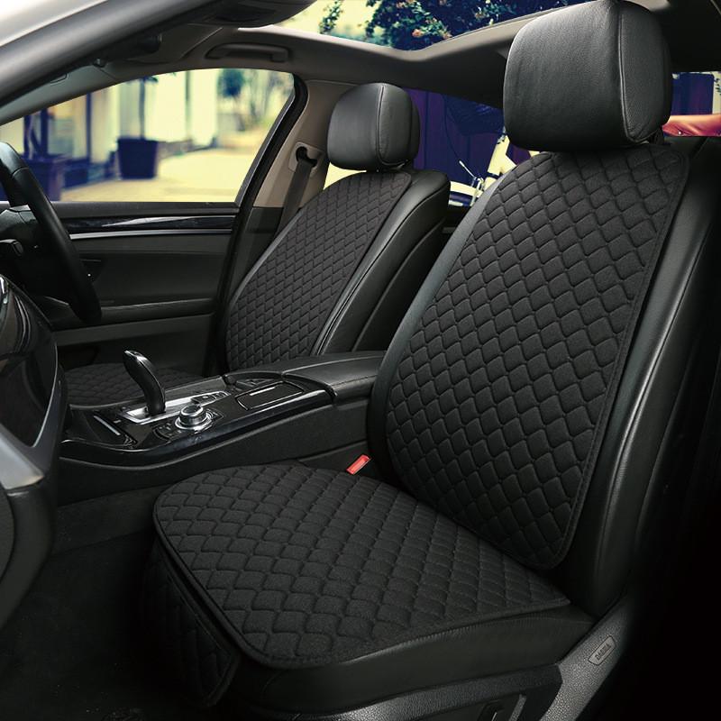 All-Season Breathable Linen Car Seat Cushion Set with Polka Dot Embroidery