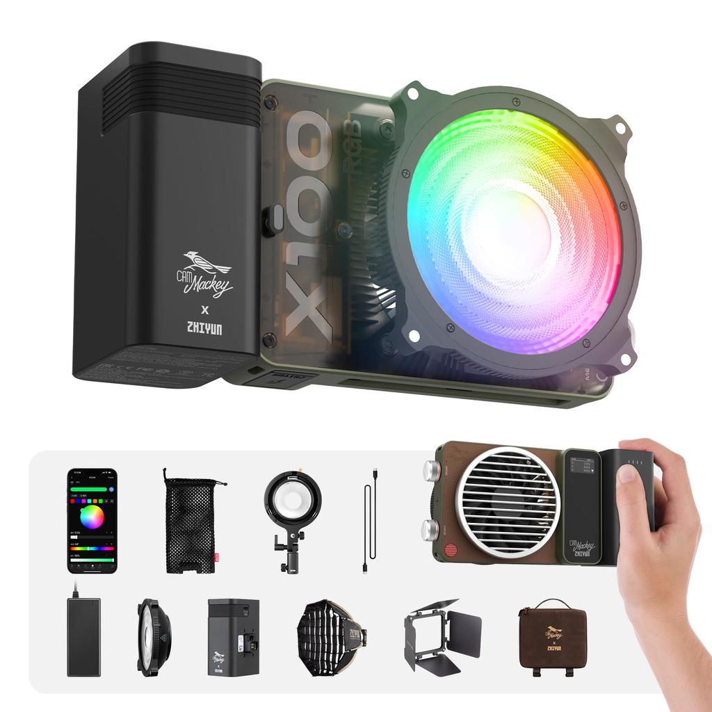 ZHIYUN MOLUS X100 RGB PRO Flagship 100W Video V2 Upgraded Professional Photography Portable Continuous Output Weighs Just Ideal for YouTubers and TV