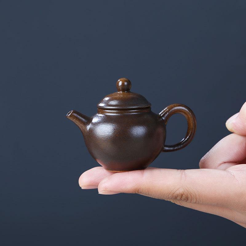 Kiln-altered Mini Purple Clay Teapot, Playable Fingertip Tea Pet and Ornament for Kung Fu Tea Sets