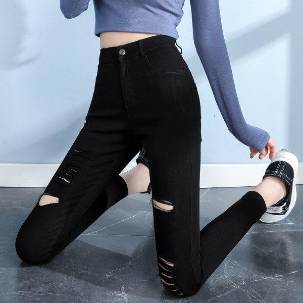 

Black High Waist Front Slit Micro-Flare Pants - Women s Stretchy Petite Casual (Spring/Autumn 2026) 3XL (135-150 lbs)