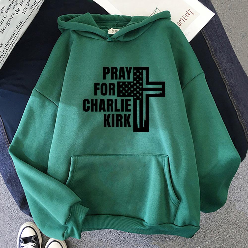 PRAYFOR Charlie Kirk Hoodies Grafikdruck Weiche Sweatshirts Langärmelige Fleece-Kleidung Harajuku Charlie Kirk Pullover