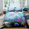 Fish Duvet Cover Set Ocean Bedding Sets 3D Printed Underwater World With Shark Dolphin Coral Reef Pattern Quilt Cover Set 2/3pcs