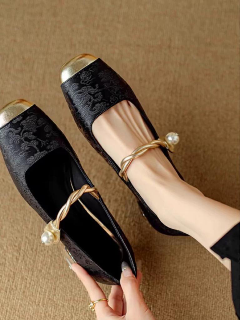 New Style Retro Thick Heel Low-top Casual Dressy Low-top Shoes