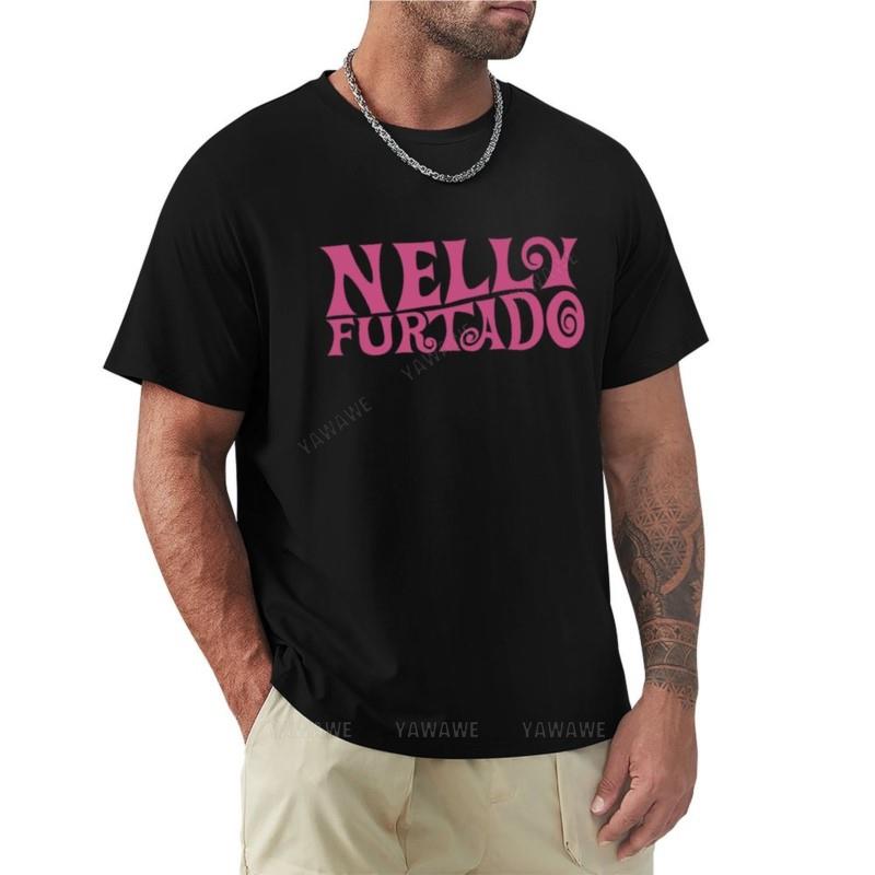 Black T-shirt Men Nelly Furtado - Pink Logo - Whoa Nelly! Folklore Loose T-Shirt Tops Graphics T Shirt Men Summer Tshirt