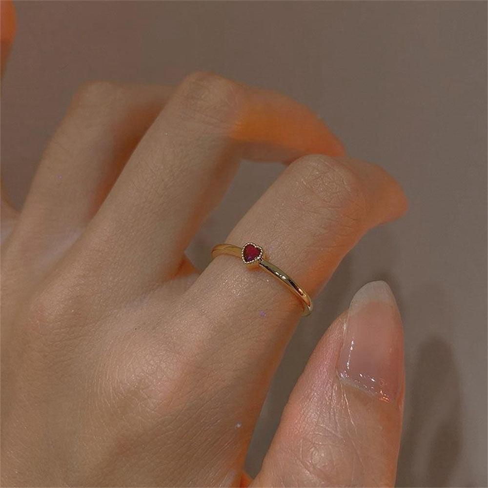 Exquisite Love Zircon Ring Ins Niche Design Temperament Sweet Index Finger Ring High Sense Open Ring Tide