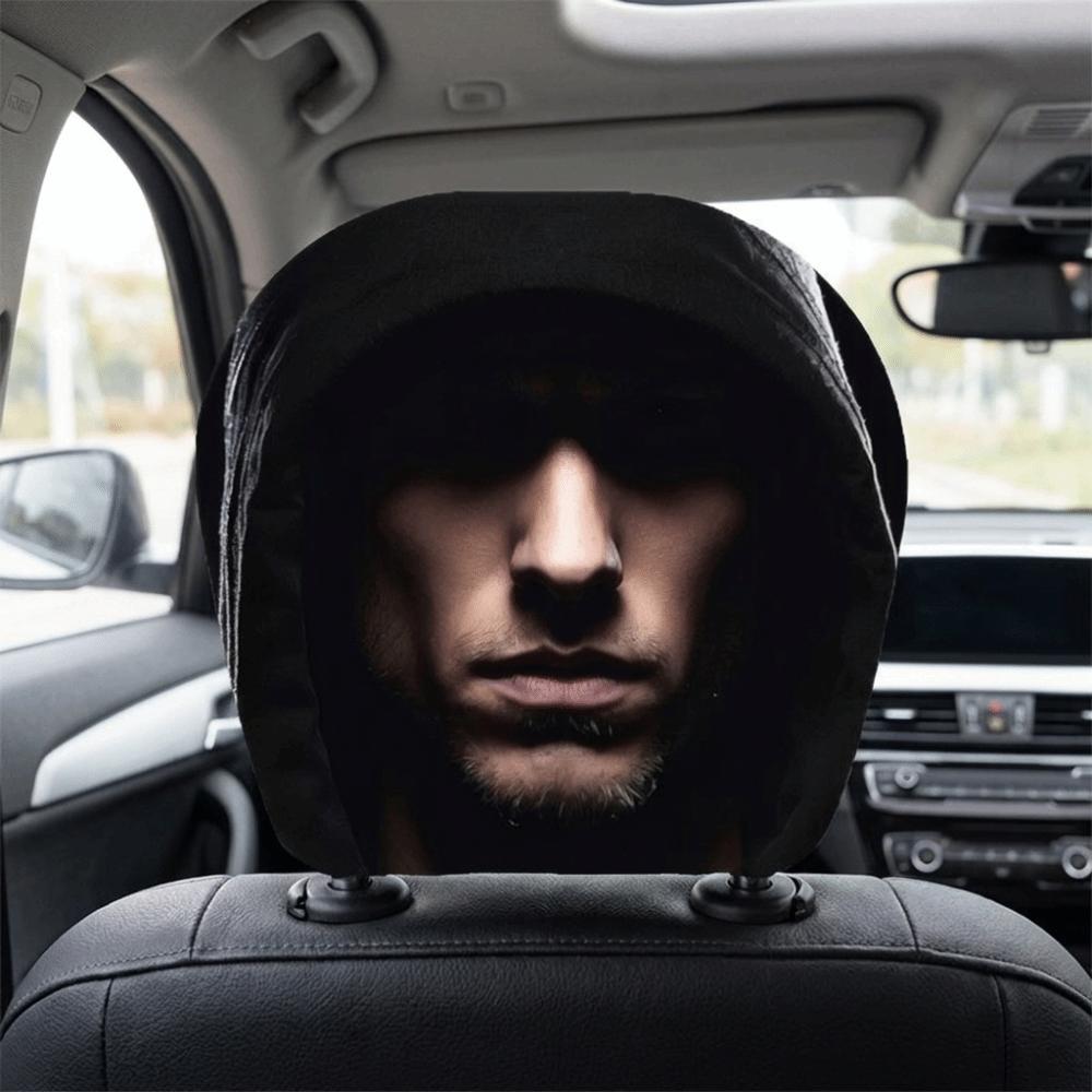 Scary Face Print Seat Headrest Protectors Auto Interior Decoration Cover Gift for Car Lover