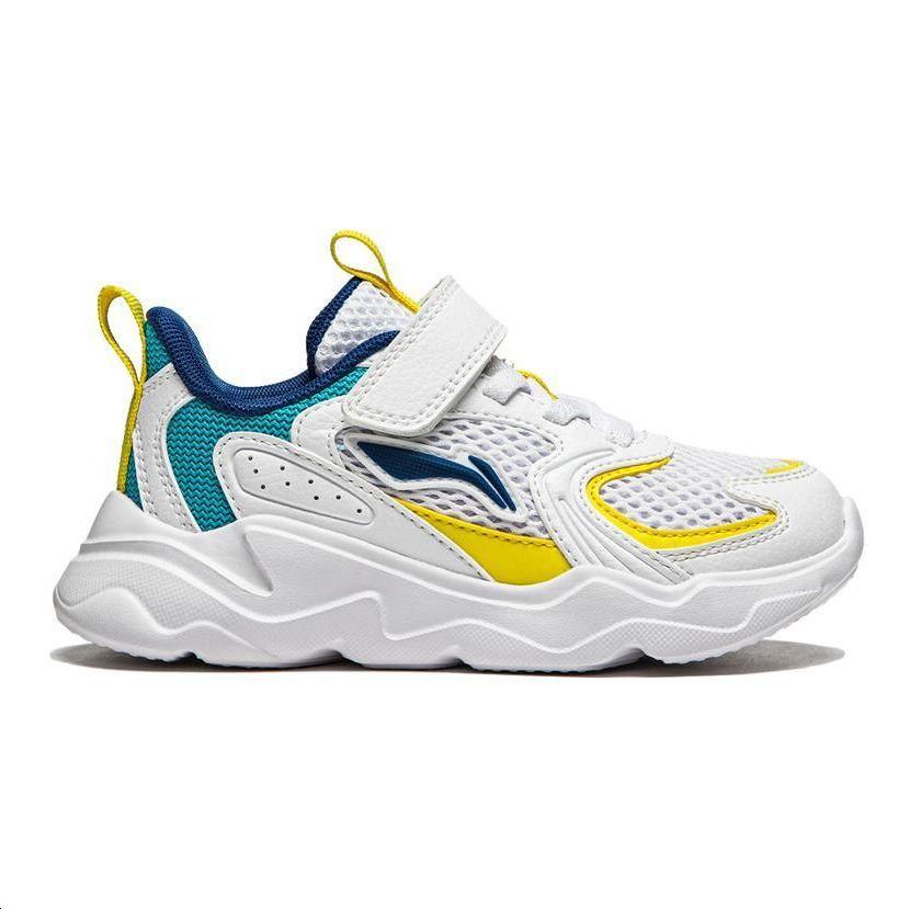 Li Ning Kids Sports Trend Low Top Casual Shoes Kids Casual Shoes White Blue Yellow YKNU038-1