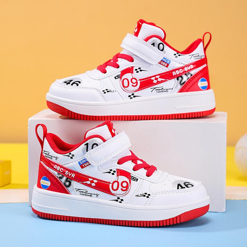 Boys and girls high-top board shoes middle-aged and older children and primary school students Velcro children's sports shoes trendy sports style casu