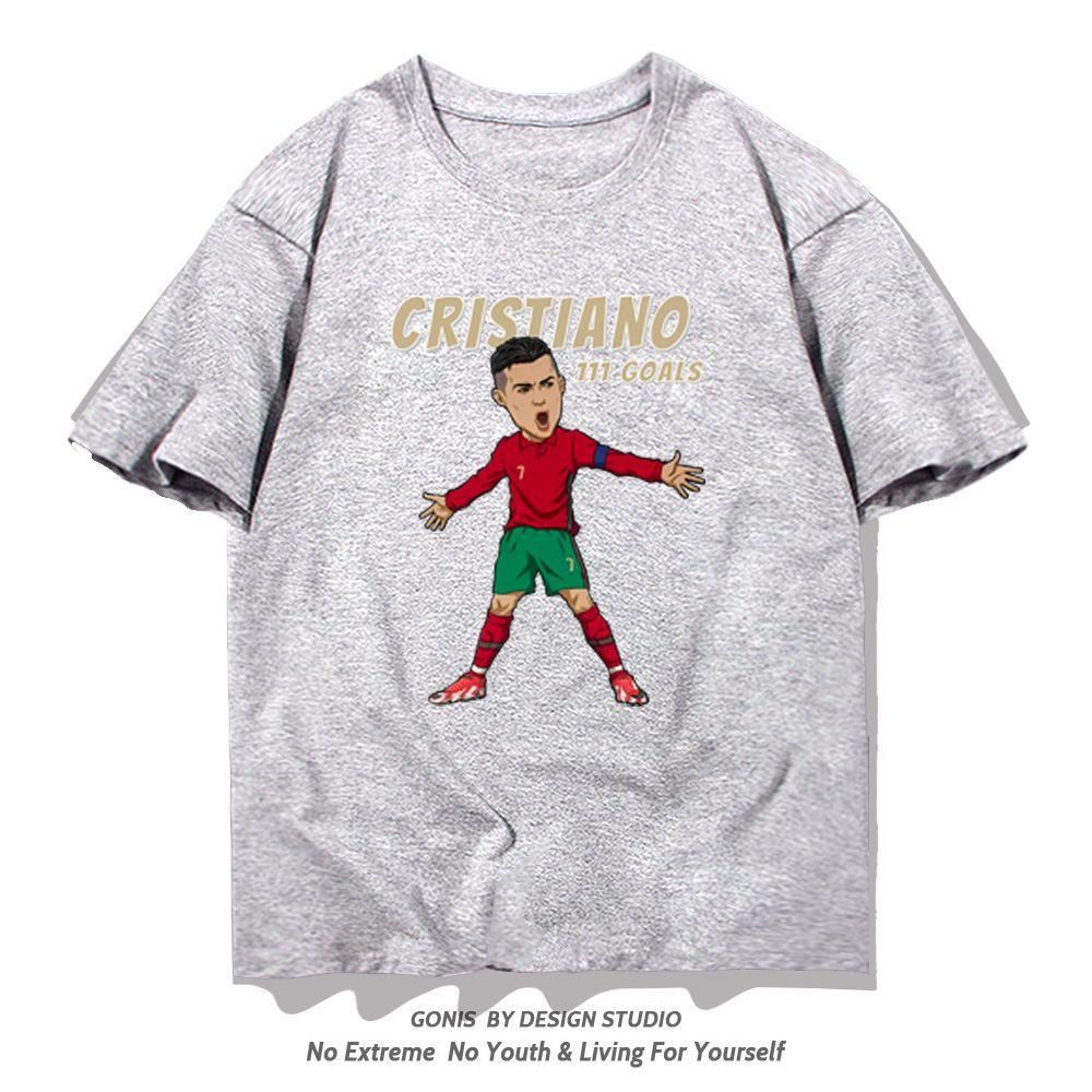 Cristiano Ronaldo Portugal Championship T-Shirt Boys Loose Trendy Soccer Short Sleeve Summer Fan Clothing Top