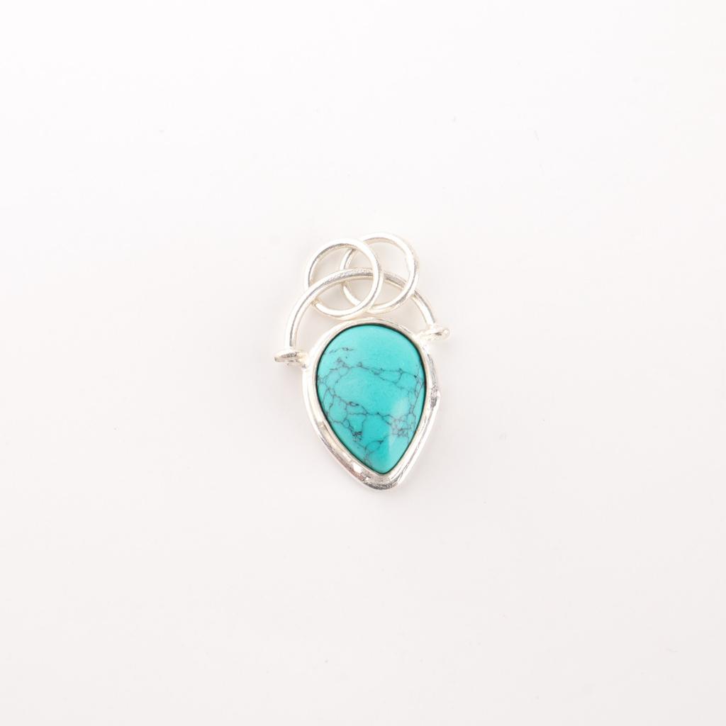 Natural Blue Turquoise Gemstone 925 Sterling Silver Pendant Engagement Jewelry PP-56-32