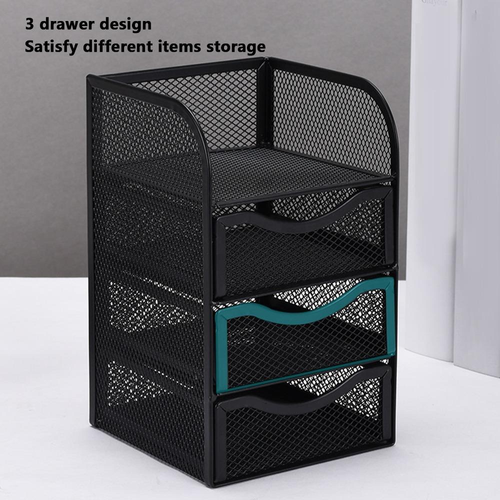 Black Desktop Organizer Metal Stationery Organizer Pen Container Desk Organizer For Home