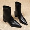 Fashion Retro Thick Heels Women Slim Ankle Autumn Winter Pointed Toe Stripper Party Short Booties De Mujer