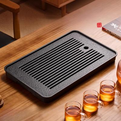 Teetablett aus Kunststein, chinesisches Design mit hohlen Streifen, Wasseraufbewahrungstabletts, für Zuhause, Wohnzimmer, kleines Kung-Fu-Trockenteetablett