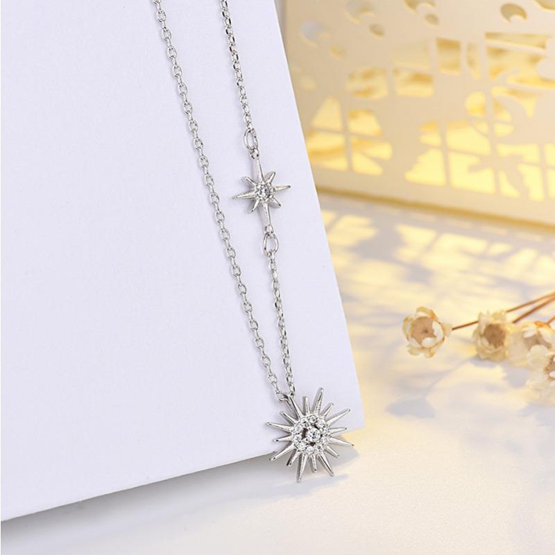 Rose Gold Sun Necklace Fashionable Micro-inlaid Collarbone Chain