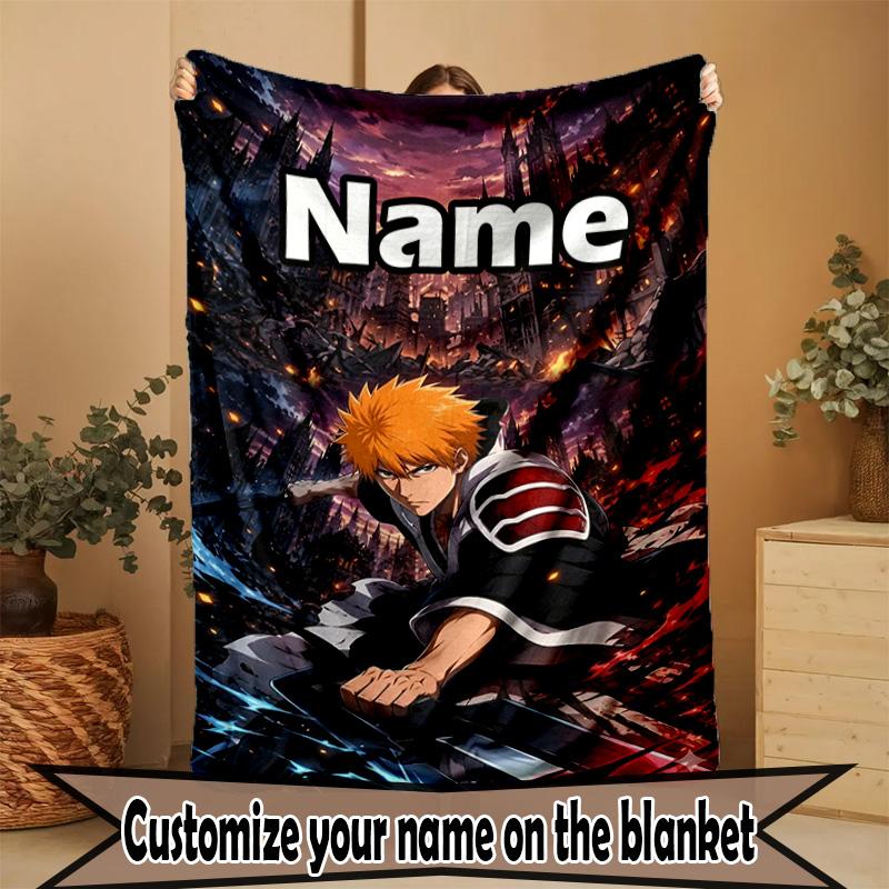 Custom Name Personalized BLEACH Print Blanket, Home Decor, Bedroom, Sofa, Camping, Couch, Gifts for Birthday ChristmasEnthusiasts