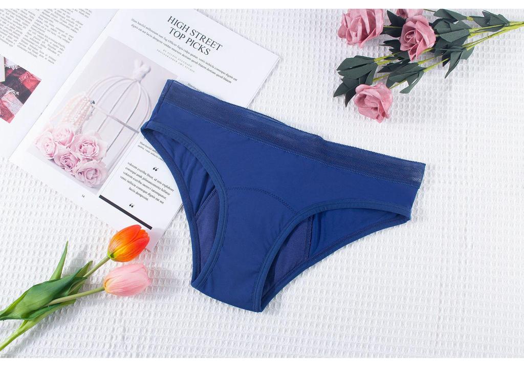 Low Waist Lace Leak-Proof Menstrual Underwear for Women - Four Layers, Front & Back Protection