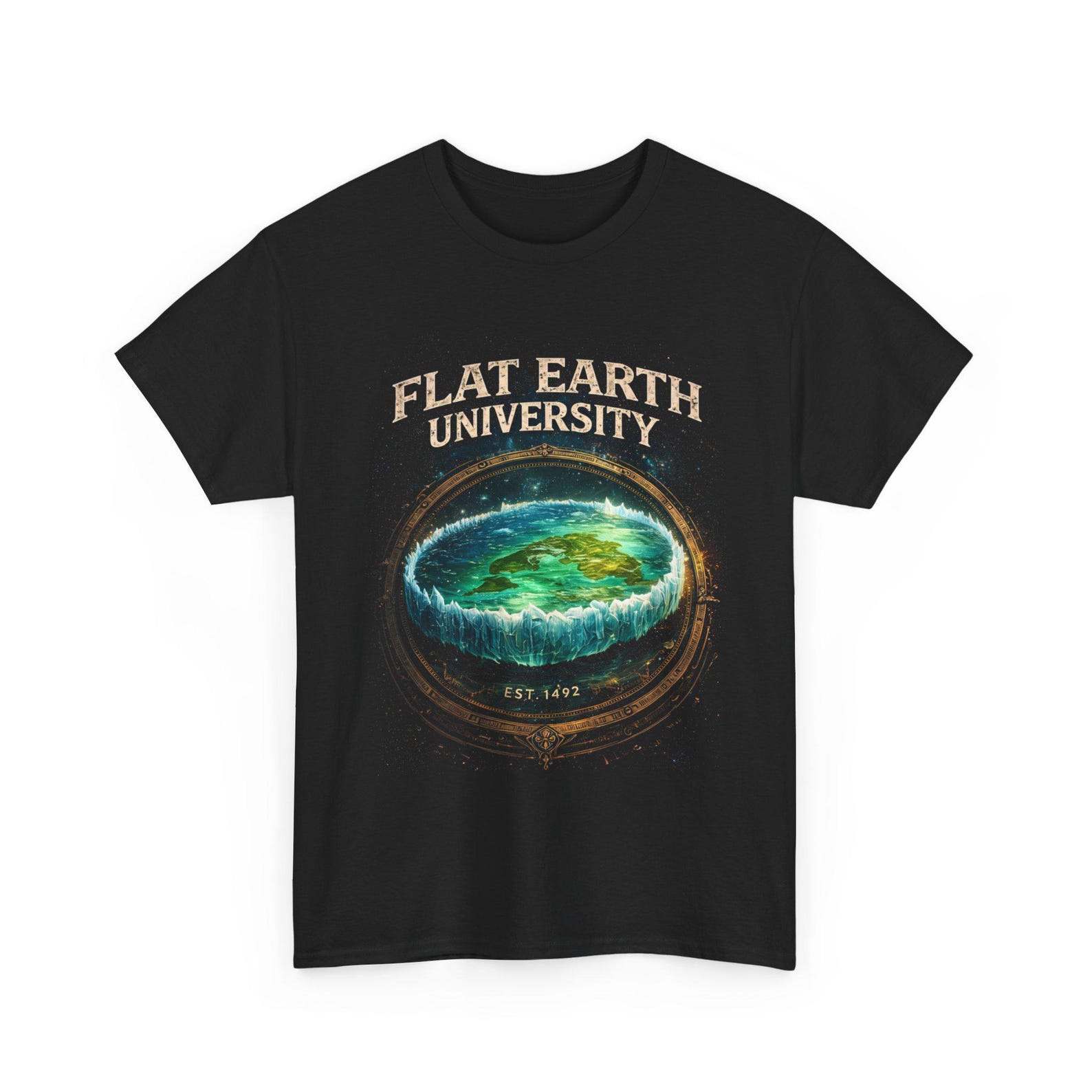 Flat Earth University T shirt | Flat Earth Map Tee L