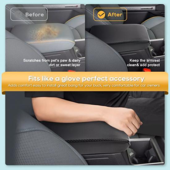 Car Center Armrest Cover Cushion Carbon Fiber Cover For 2024 Toyota Tacoma