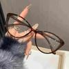 4PCS Cat's Eye Fashion Glasses Transparent Lens Women's Decorative Glasses Fashionable Daily Wear