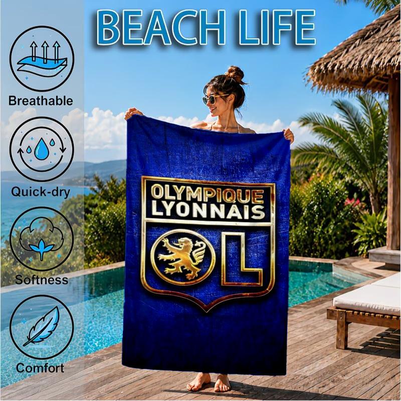 Asciugamano da Spiaggia in Microfibra Stampato con Stemma del Lione, Morbido e Assorbente, Asciugatura Rapida, Ideale per Viaggi Estivi, Essenziale per la Spiaggia, Piscina