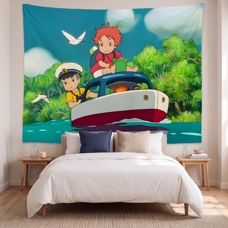 Ponyo (19) Meno kūrinio sieninis gobelenas namų miegamojo svetainės dekoravimui Puiki dovanos idėja