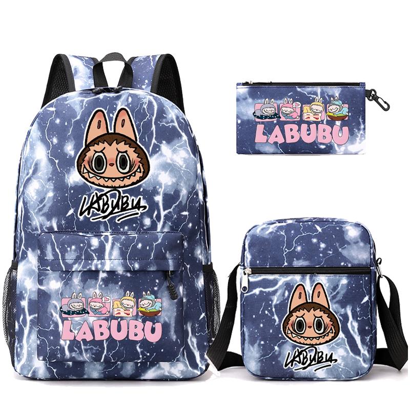 3Pcs/set Cartoon Printed Backpack Teenager Student Boy Girl Schoolbag Larger Capacity Bagpack Travel Bag Kid Gift Mochila