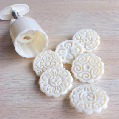 6Pcs/Set Flower Shaped Mooncake Mold Cake Mold Hand Pressure Fondant Moon