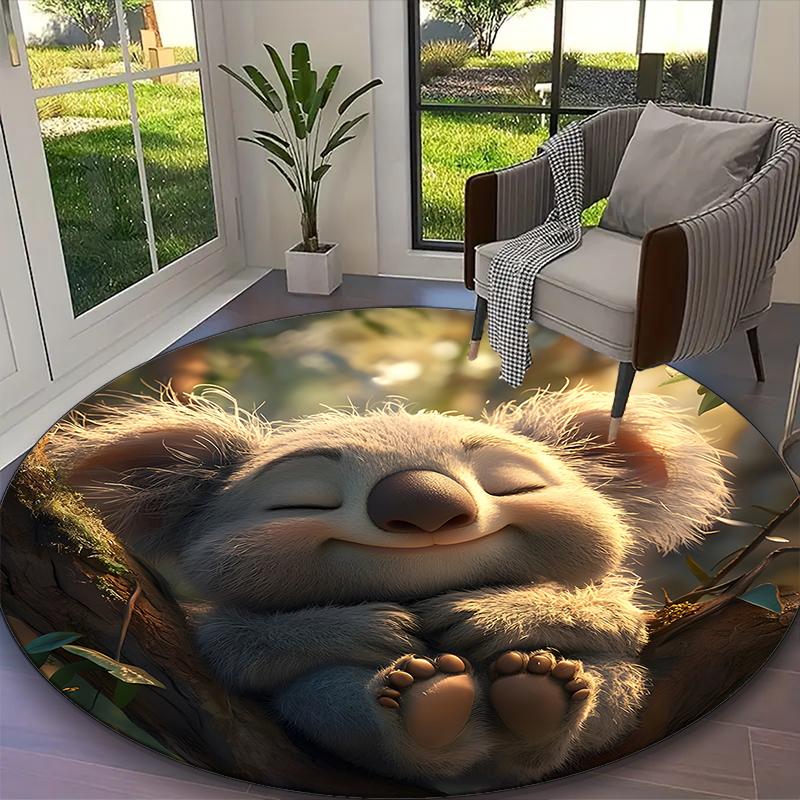 1pc Turtle Printed Chair Rug for Home Office Use, Living Room Kitchen Game Room Round Carpet