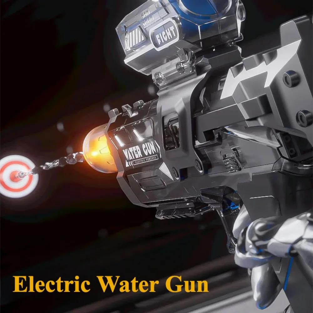 Flame Effect Electric Water Gun with Light Summer Pool Beach Outdoor Shooting Game Toy Gift for Children and Adults