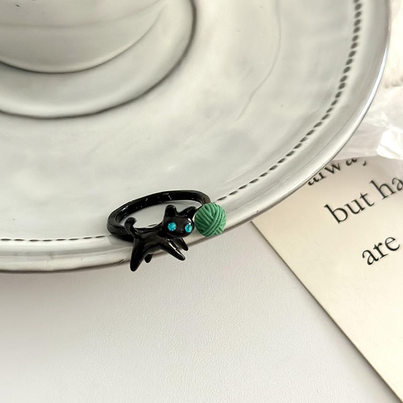 Lovely Cartoon Kitten Open Rings for Women Men Drop Oil Cute Animal Cat Resizable Finger Ring Girls Party Personality Jewelry