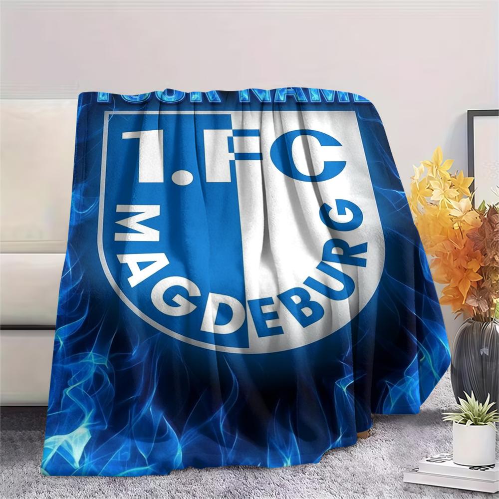 1PC Custom Name FC Magdeburg Patterned Flannel Blanket Suitable For All Seasons for Home Decor Warmth and Comfort Gifts Holiday Present